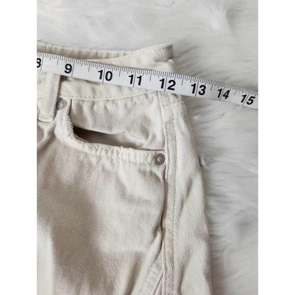 We The Free Womens Jean Skirt White Mini Distressed 100% Cotton Denim Button 25 - Picture 3 of 6